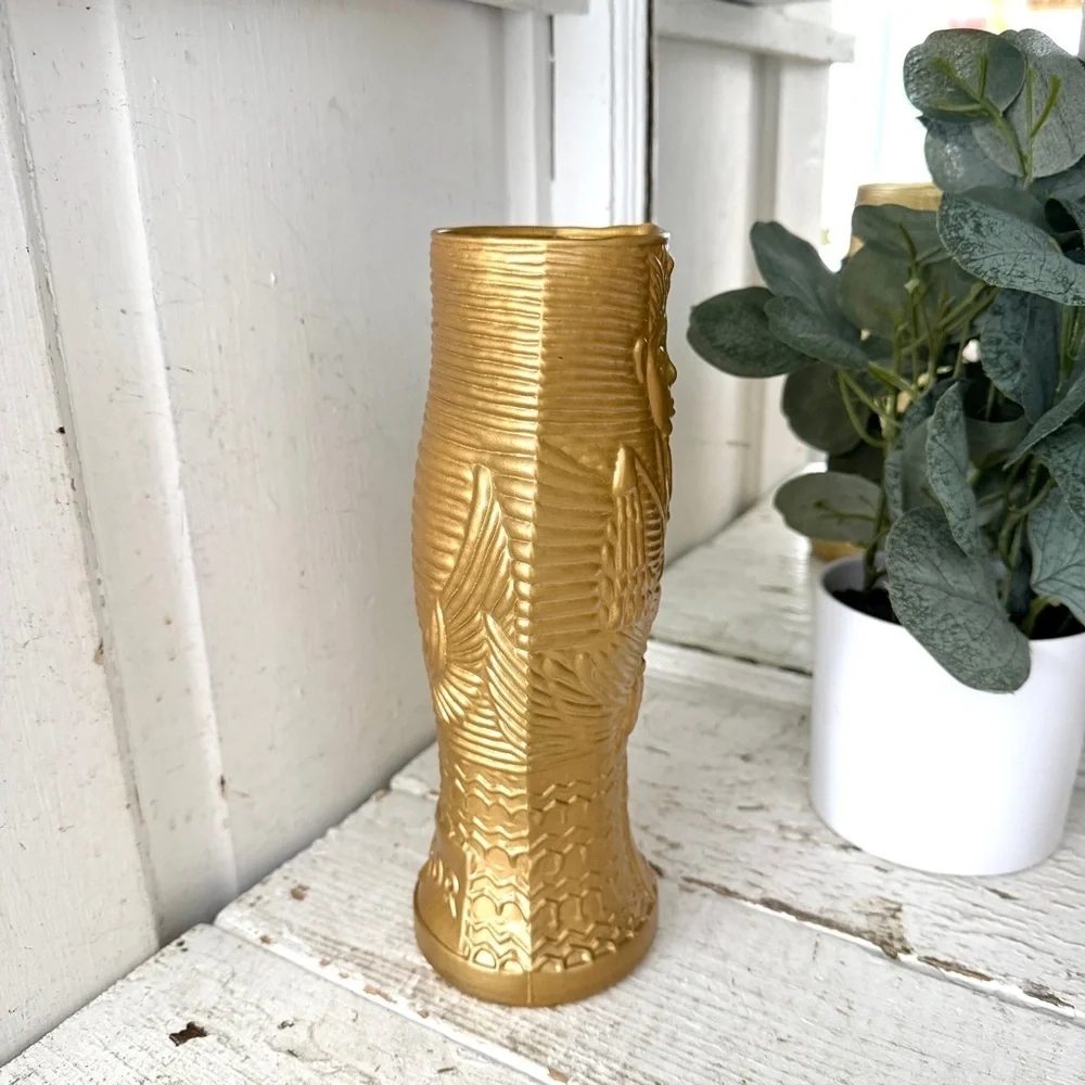 Vintage Egyptian Mummy Glass Flower Vase Hand Blown Luxor Las Vegas King Tut 9”